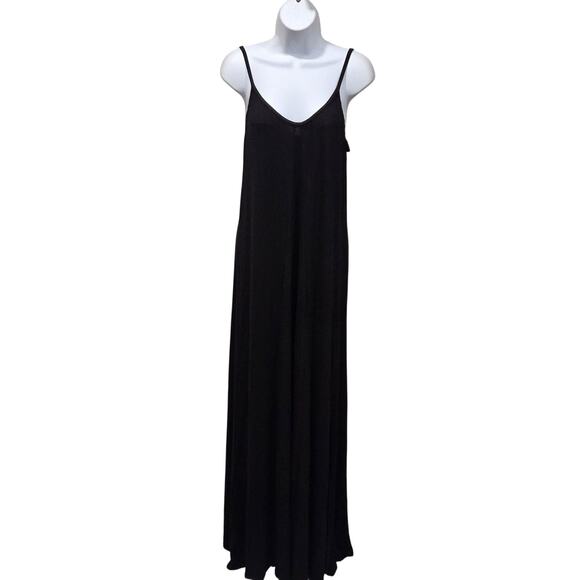 NWT Nordstroms Loveappella Black T'shirt Maxi Dress XL Spaghetti Strap Summer - Picture 5 of 13